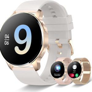 Women’s Smartwatch with Bluetooth Calling, 1.35" HD Touchscreen, Fitness & Activity Tracking, 3 Bands, IP67