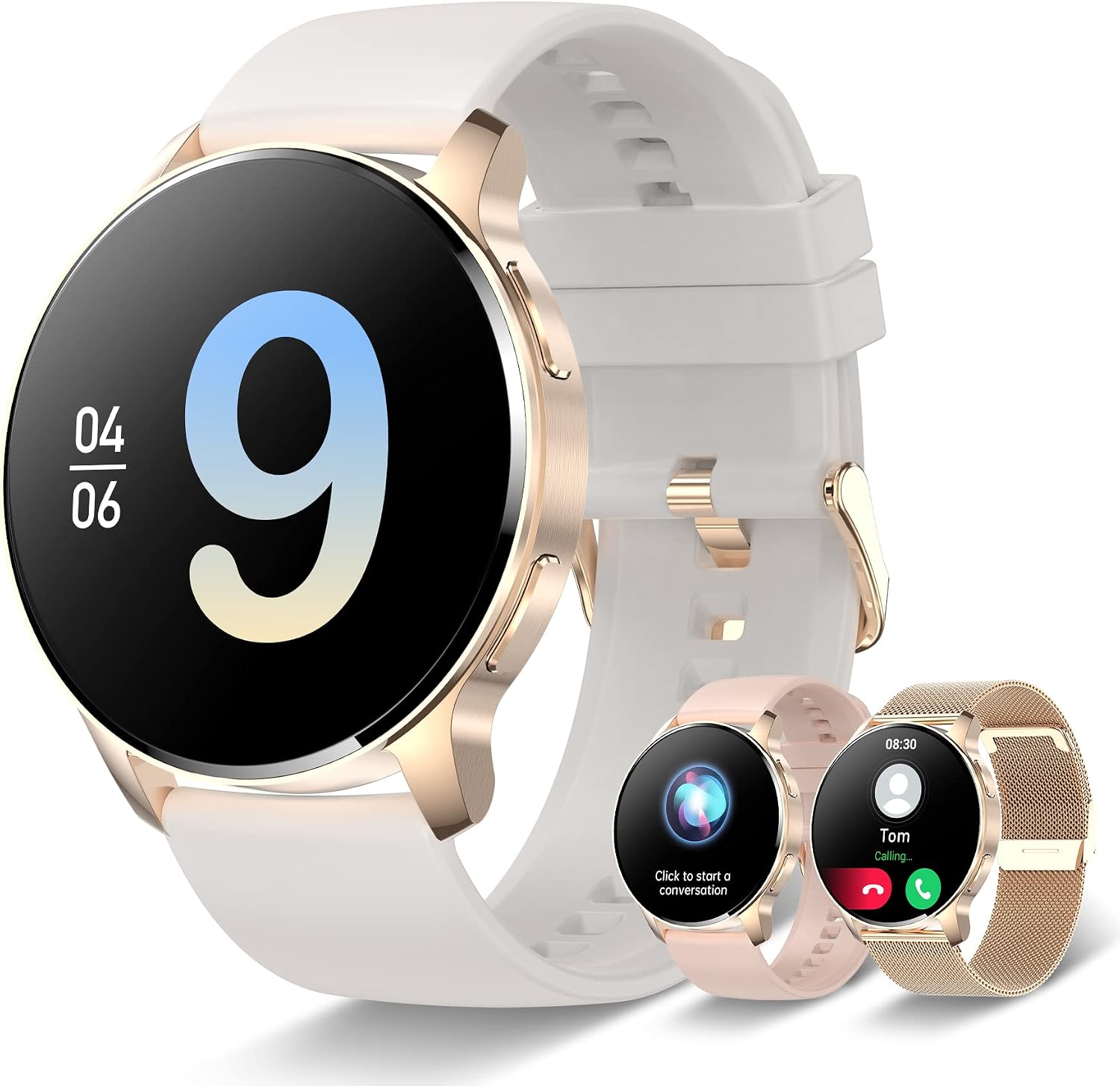 Women’s Smartwatch with Bluetooth Calling, 1.35" HD Touchscreen, Fitness & Activity Tracking, 3 Bands, IP67