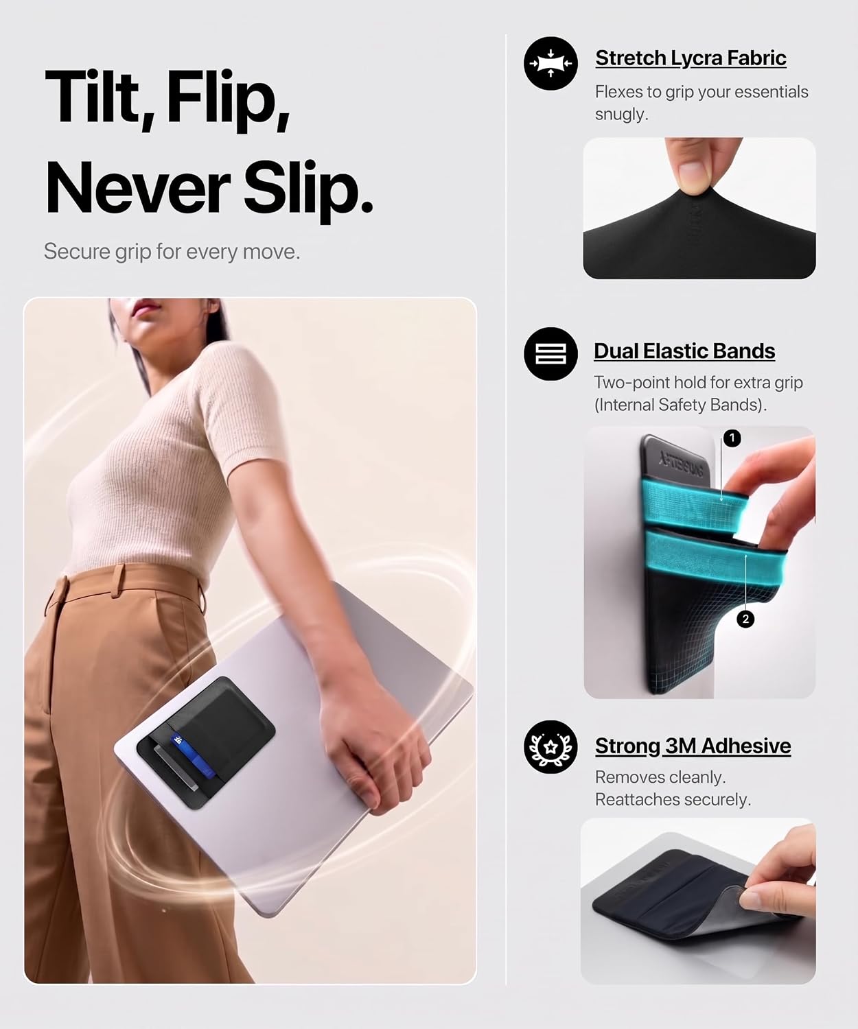 2-Pocket Adhesive Organizer for Portable SSD, Hard Drive & Tech Accessories with 3M Reusable Mount - Image 4